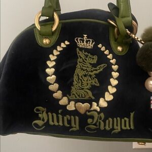 Juicy Couture Black and Green Satchel with Gold Accents
